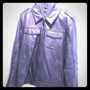 Black Leather Hoodie Jacket